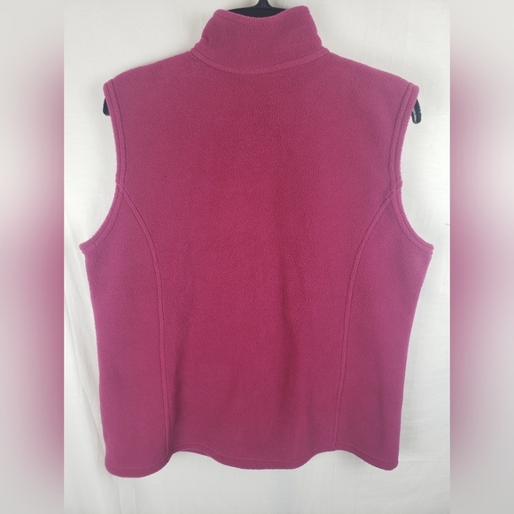L.L.Bean Fushia Sleeveless Full Zip Fleece Vest Sz L - Picture 2 of 7